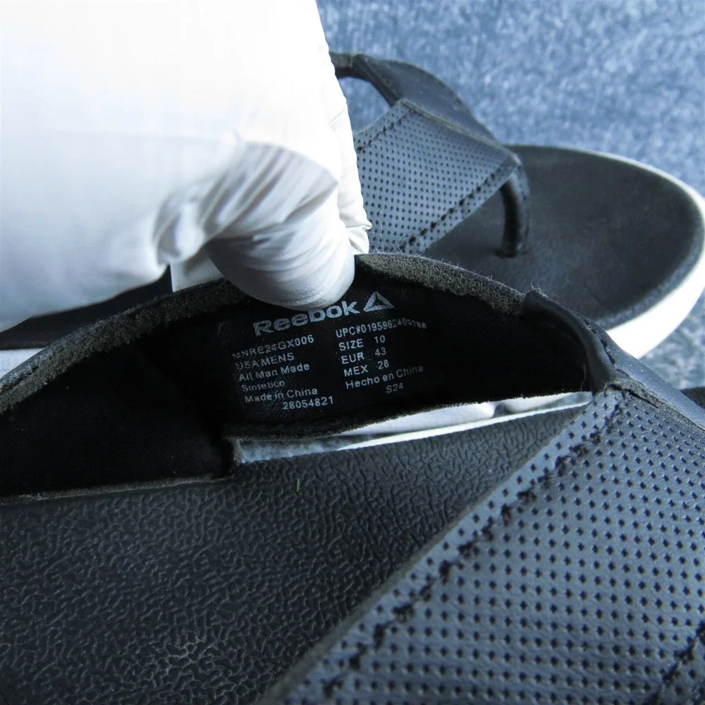 Reebok Men's  Flip Flop Black Synthetic‎ Size 10M Gently Used 2025